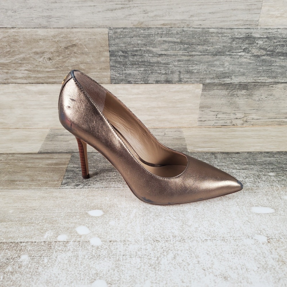 Lauren‎ Ralph Lauren Lindella II Womens Pumps Sz 5 B Aged Gold Slip On Heels